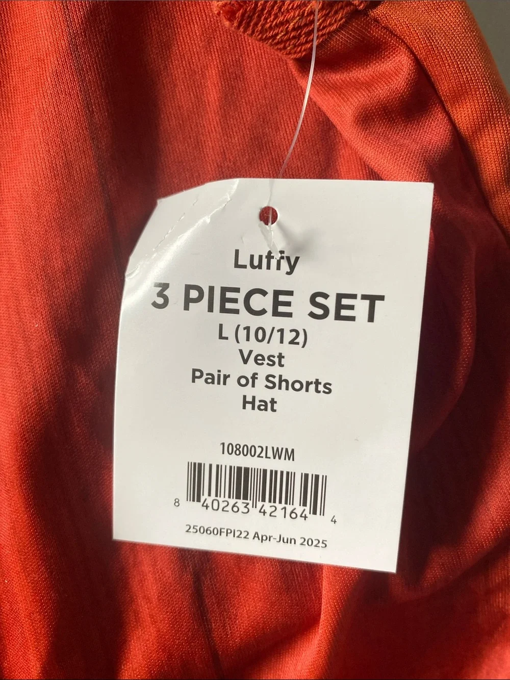Onepiece Luffy Red and Blue Boys' Costume Vest - Picture 4 of 6